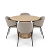 Spisebordssæt – Harris rundt i egelook + 4 x Carolina i beige boucle