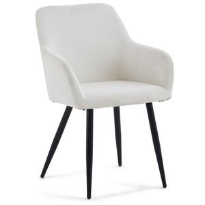 Jenna spisebordstol - hvid fløjl med sorte ben