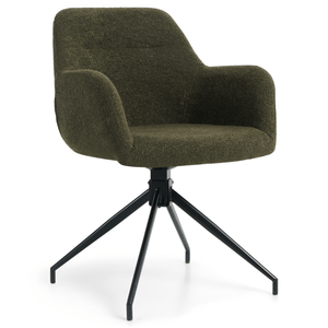 Amanda Spisebordsstol - Grøn Boucle Med Drejefunktion 360 Grader
