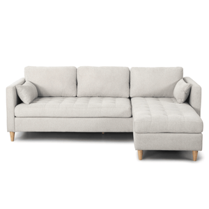 Lulu - Højrevendt og venstrevendt vendbar chaiselong sofa lys beige - L: 215 x D: 82 x H: 78 cm
