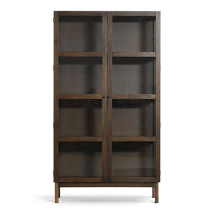 Havana egetræ vitrineskab i røget eg med 2 låger -180x40x100 cm