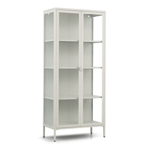 Herman Vitrineskab - Beige metal/glas - 80x40x180 cm