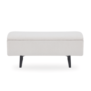 Malika bænk med opbevaring i hvid boucle 95x35x42 cm