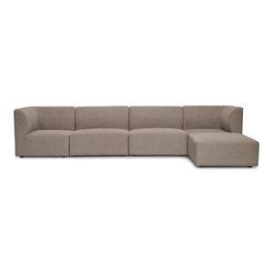 Emilia modulsofa i sand 4 moduler med højre- og venstrevendt chaiselong L: 328 X D: 158 X H: 72 cm