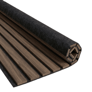 Fleksibel akustikpanel i røget egetræsfiner 2600x520x18 mm