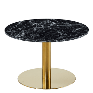 Lazio rundt sofabord i sort marmor look med guld ben - Ø70 cm