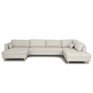 Brandy - venstrevendt u-sofa i beige med chaiselong - L: 366 x D: 211 x H: 80 cm