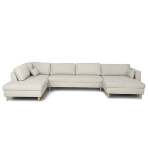 Brandy - højrevendt u-sofa i beige med chaiselong - L: 366 x D: 211 x H: 80 cm