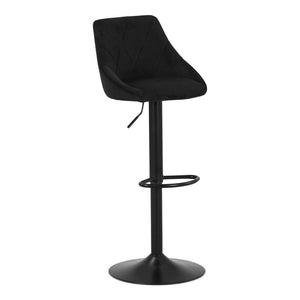 Cassie - Sort justerbar barstol i velour med drejefunktion 360 grader