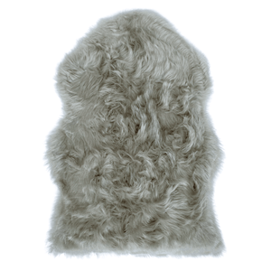 Imiteret langhåret lammeskind i Grå - 65x95 cm