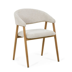 Ebba spisebordsstol - Beige tekstil med ben i egelook