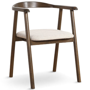 Jocelyn spisebordsstol i røget eg med beige stof sæde