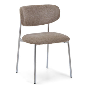 Lucinda spisebodsstol i chrome med sand tekstil
