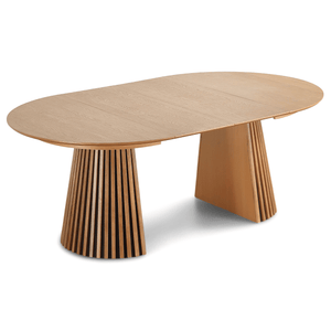 Lewis - Lamel rundt Spisebord I Egefiner med udtræk 120/160/200 CM - 2x tillægsplader medfølger