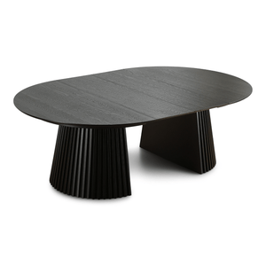 Lewis - Lamel rundt Spisebord I sort Egefiner med udtræk 150/190/230 CM - 2x tillægsplader medfølger