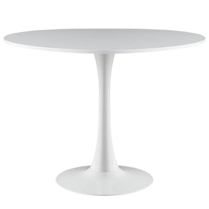 Zander - Rundt hvidt spisebord med trompetfod - Ø90 cm