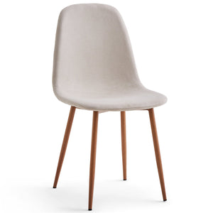 Anna spisebordsstol - beige tekstil med egelook