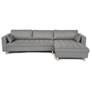 Brandy - Højrevendt og venstrevendt vendbar chaiselong sofa grå - L: 290 x D: 96 x H: 80 cm
