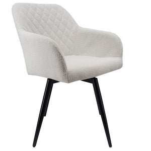 Carlo spisebordsstol - Hvid boucle med drejefunktion 360 grader