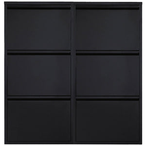 Louis skoskab - Sort metal med 6 låger