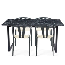 Spisebordssæt - Karl spisebord 160 cm sort marmorprint + 4 x Shila spisebordsstole sort