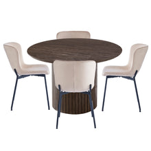 Spisebordssæt - Milas Rundt Lamel Spisebord Ø120 (Røget egefiner)  + 4 X Adena Beige Velour Spisebordsstole