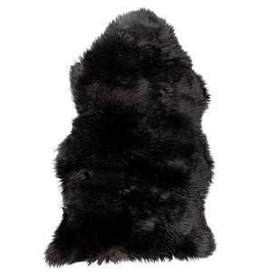 Ægte New Zealand lammeskind langhåret - Sort 95x65 cm