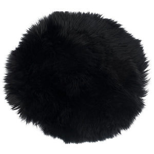 Sort rund lammeskindshynde i sort Ø35 cm Imiteret