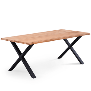Susan plankebord - 200x95 cm - naturligt olieret eg med krydsben (Forberedt til tillægsplader)