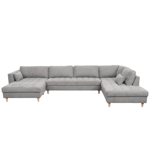 Brandy - venstrevendt u-sofa i grå med chaiselong - L: 366 x D: 211 x H: 80 cm