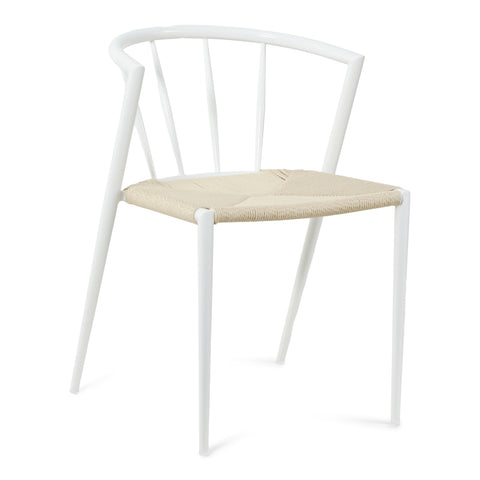 Bella spisebordsstol i hvid og med fletsæde