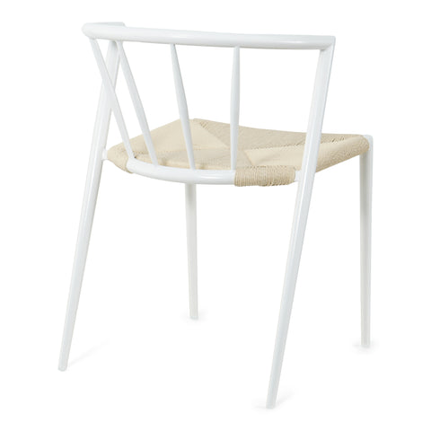 Bella spisebordsstol i hvid og med fletsæde
