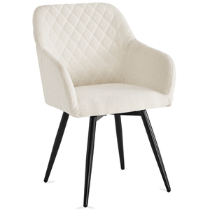 Carlo spisebordsstol - Hvid boucle polstret med armlæn