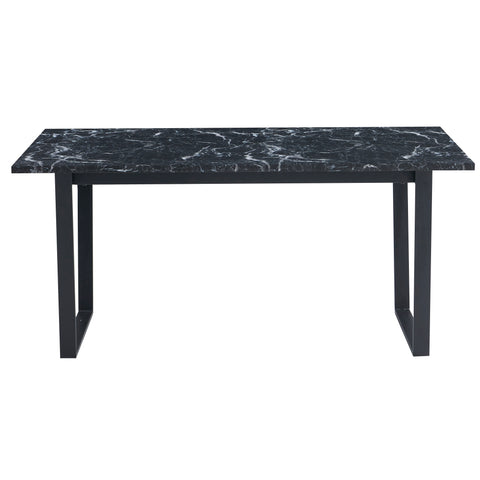 Karl spisebord i mat sort med marmor look - 160 x 90 cm.