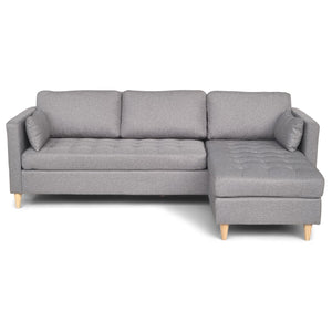 Lulu - Højrevendt og venstrevendt vendbar chaiselong sofa grå - L: 215 x D: 82 x H: 78 cm