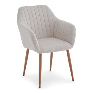 Vanessa spisebordsstol med armlæn - beige tekstil og egelook