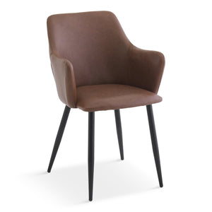 Isabella - spisebordsstol i brun kunstlæder