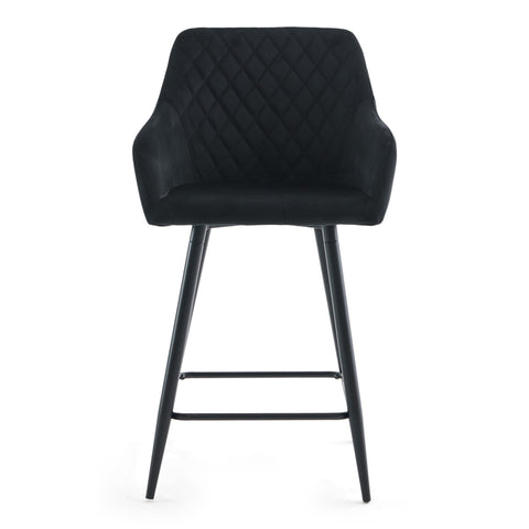 Carlo - barstol sort velour med armlæn 65 cm