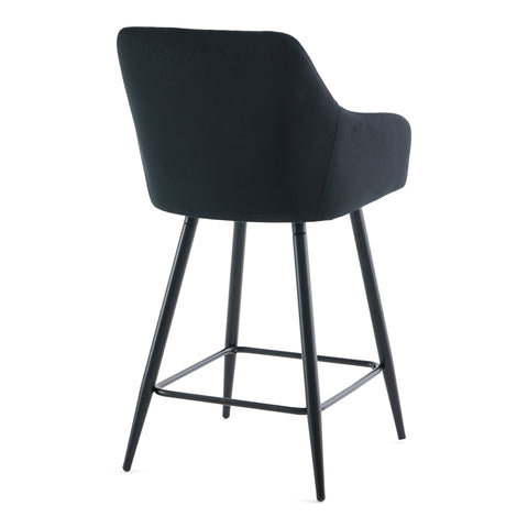 Carlo - barstol sort velour med armlæn 65 cm