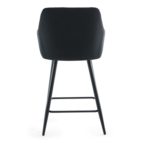 Carlo - barstol sort velour med armlæn 65 cm