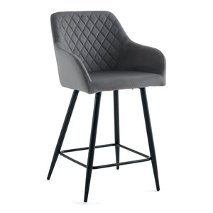 Carlo - barstol grå velour med armlæn 65 cm