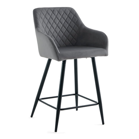 Carlo - barstol grå velour med armlæn 65 cm