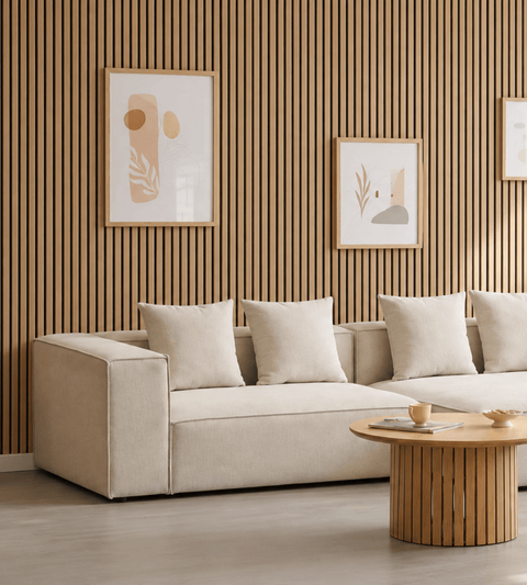 Hailey - Højrevendt chaiselong modulsofa i beige med 2 moduler L: 294 X D: 148 X H: 65 cm