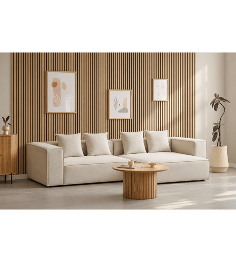Hailey - Højrevendt chaiselong modulsofa i beige med 2 moduler L: 294 X D: 148 X H: 65 cm