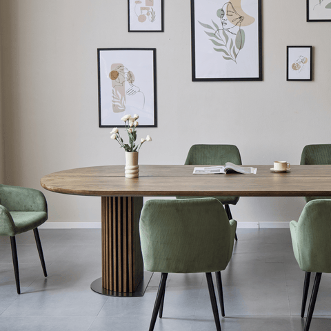 Matteo - Plankebord håndlavet snedkerbord med lamelfod i røget massiv eg 240x120x77 cm