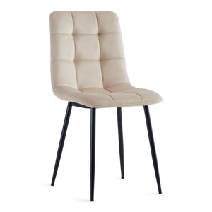 Jessi spisebordsstol - beige velour med sorte metalben