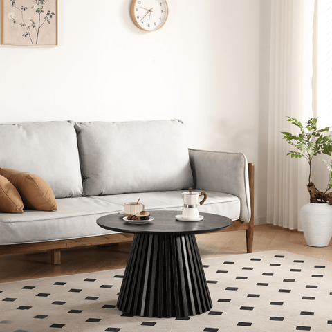 Lewis lamel sofabord sort Ø70 cm