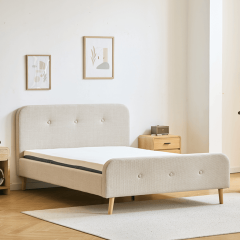 Premium Christian seng i beige 140x200 cm inkl. sengelameller og madrasser