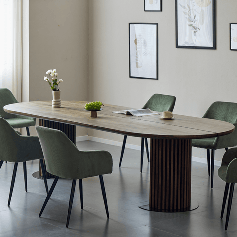 Matteo - Plankebord håndlavet snedkerbord med lamelfod i røget massiv eg 240x120x77 cm