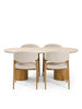Spisebordssæt - Enzo oval i eg m. stenbordplade i beige + 4x Ebba beige i egelook